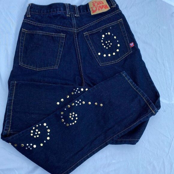 Pure Diva Brand Embellished Dark Wash Jeans 9 - Picture 4 of 7
